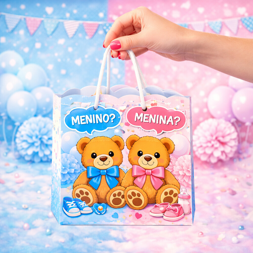 Sacola personalizada chá de bêbê pegue monte para lembrancinha