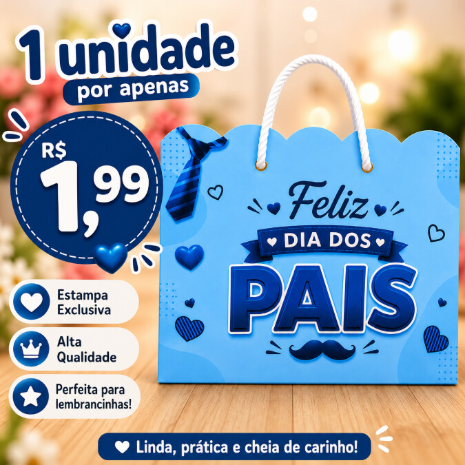 Sacolinha Feliz Dia Dos Pais Para Lembrancinhas Pegue e Monte