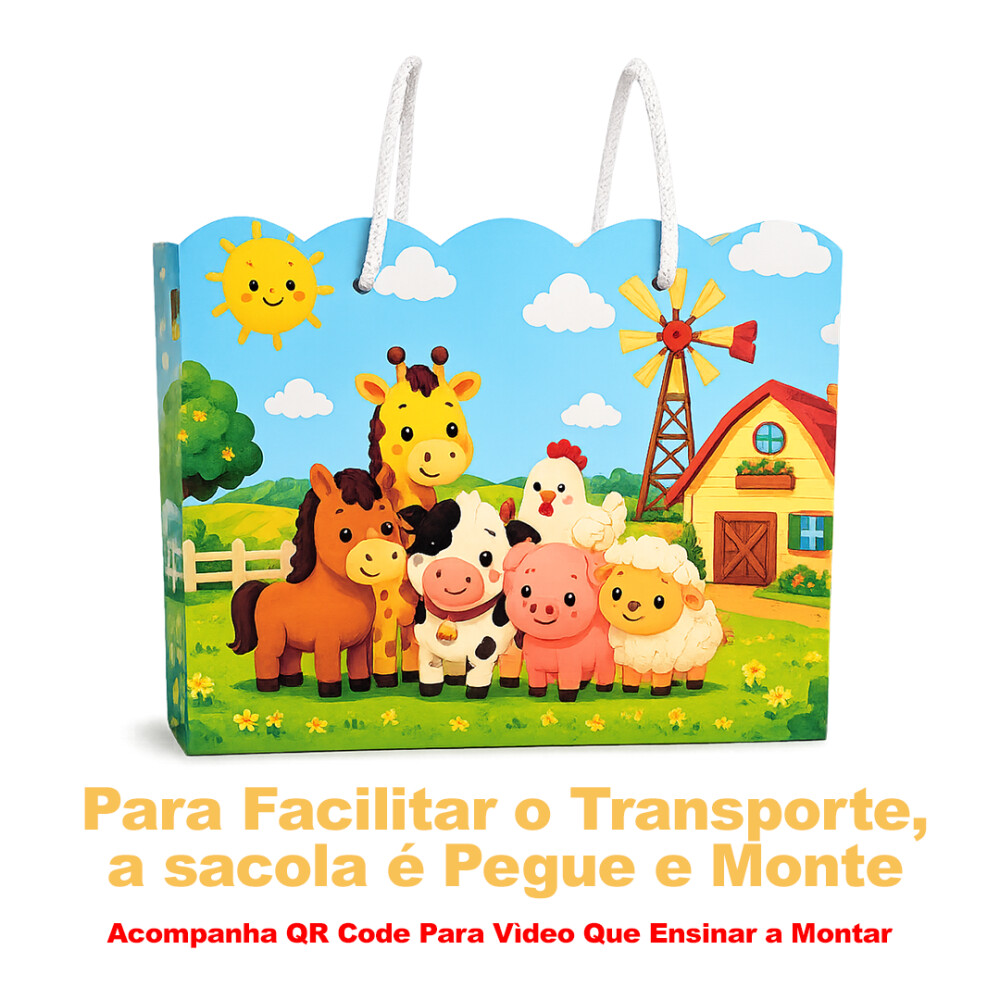 Sacolinha Fazendinha Pegue e Monte Lembrancinha Festa Infantil