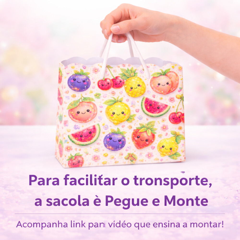 Sacola Personalizada Tema Frutinhas Quitanda para Lembrancinhas P