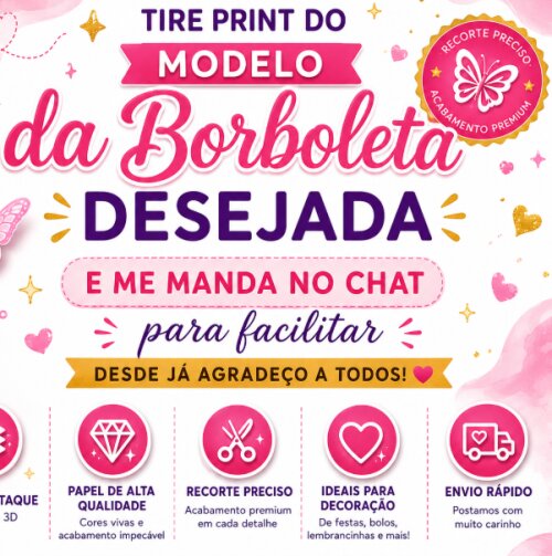 40 Borboletas Holográficas Laminadas 3x3cm Decoração Festa Inf