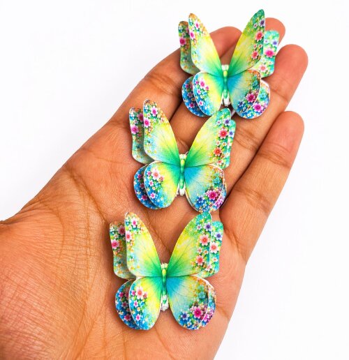 40 apliques  Borboletas 3D Duplas Decorativas Para Bolo Parede Festa E Aniversário