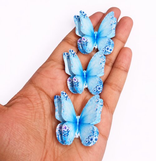 40 apliques  Borboletas 3D Duplas Decorativas Para Bolo Parede Fe