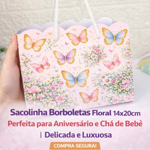 Sacolinha Jardim das Borboletas Pegue e Monte Lembrancinha Festa
