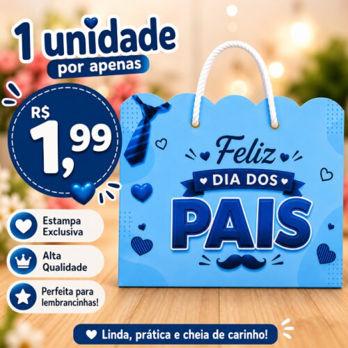 Sacolinha Feliz Dia Dos Pais Para Lembrancinhas Pegue e Monte