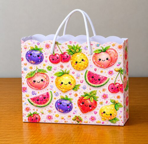 Sacola Personalizada Tema Frutinhas Quitanda para Lembrancinhas Pegue e Monte