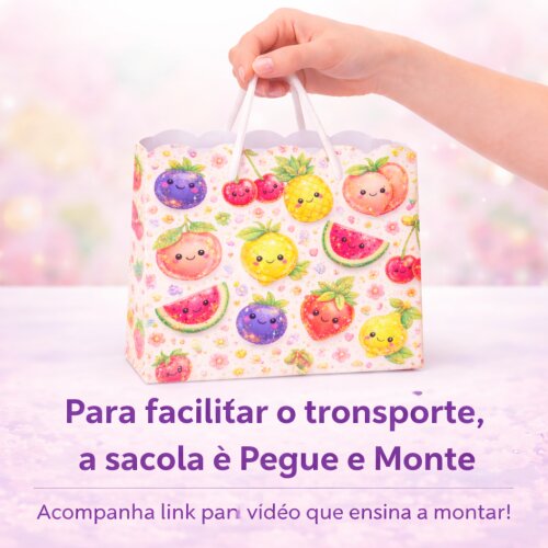 Sacola Personalizada Tema Frutinhas Quitanda para Lembrancinhas P
