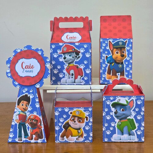 Kit Festa Caixinha Personalizada/ PEGUE E MONTE/ Patrulha Canina (15 caixinhas)