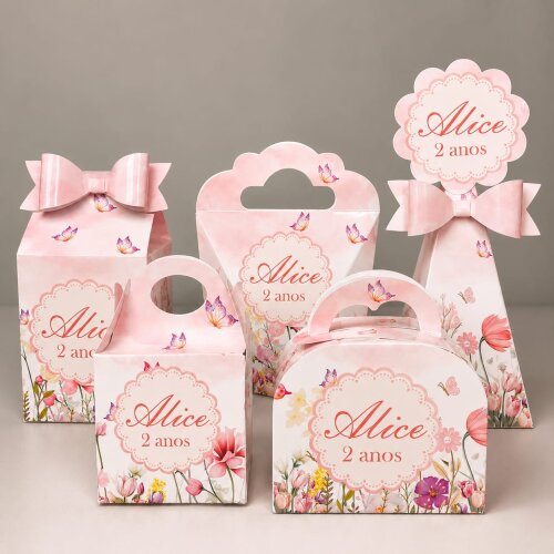 kite 20 caixinhas personalizadas Pegue e Monte - jardim das borboletas com nome e idade- Lembrancinhas Aniversário