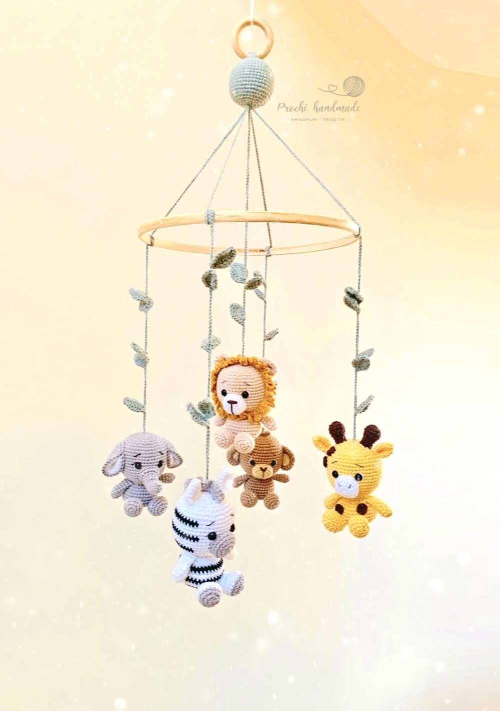Móbile de berço amigurumi Safari