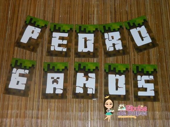 Bandeirolas Festa Minecraft