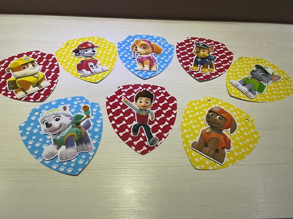 Bandeirolas Patrulha Canina (cordão com 8 Personagens )