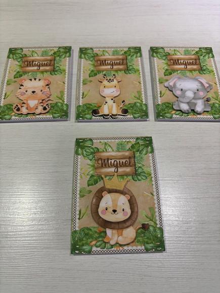 Bloquinho Personalizado Lembrancinha Festa Safári Kit com 20