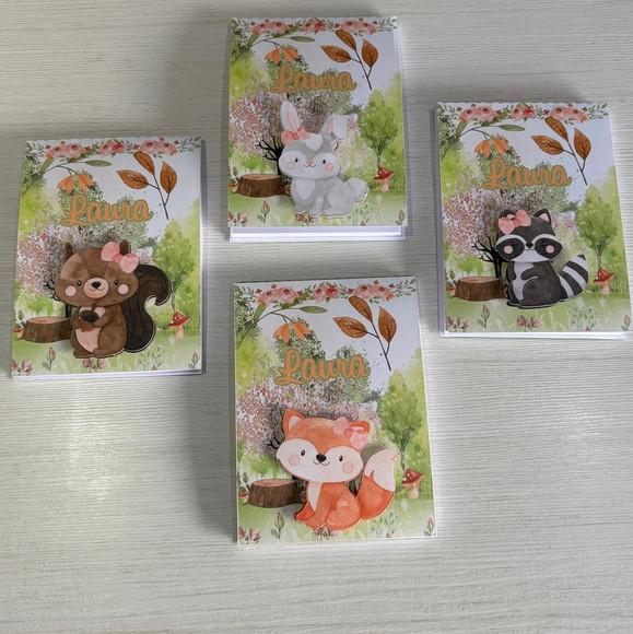 Kit lembrancinha Maternidade Bloquinho Personalizado Bosque