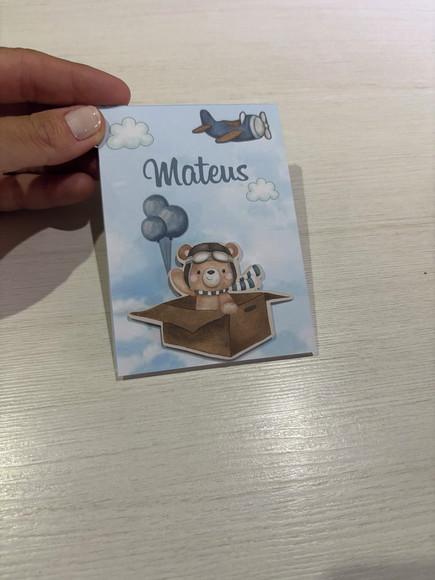 Kit com 20 Bloquinhos Personalizados Ursinho Aviador Maternidade