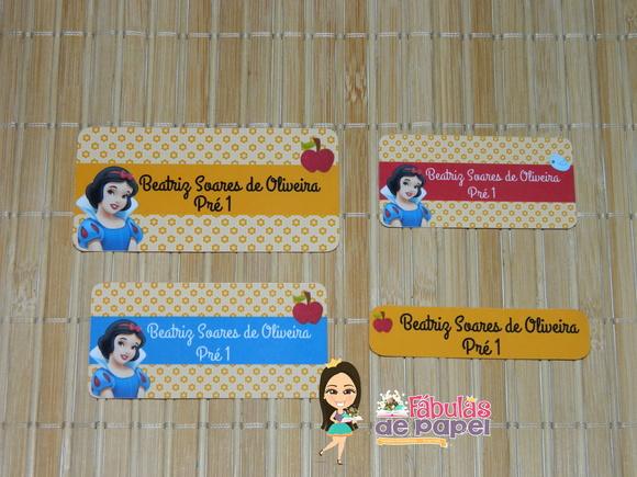 Etiqueta Escolar Branca de Neve (pacote com 80)