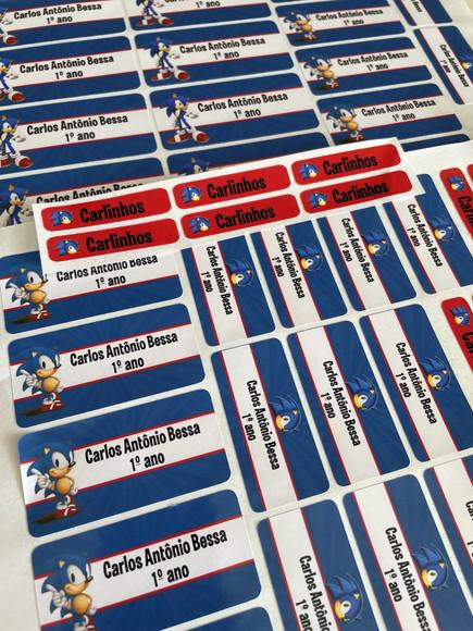 Etiqueta Escolar Sonic (pacote com 80)