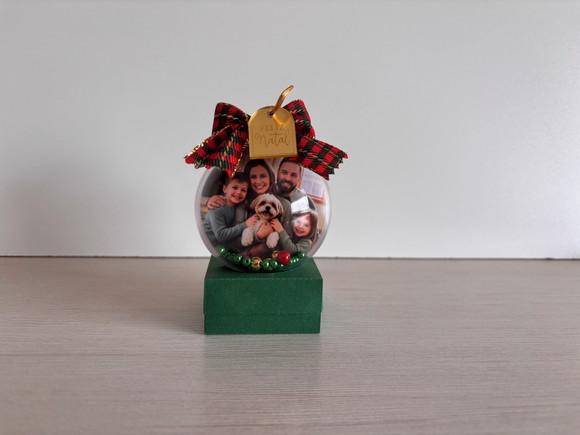 Kit 10 Bolinhas de Natal com Foto e Pingente Dourado