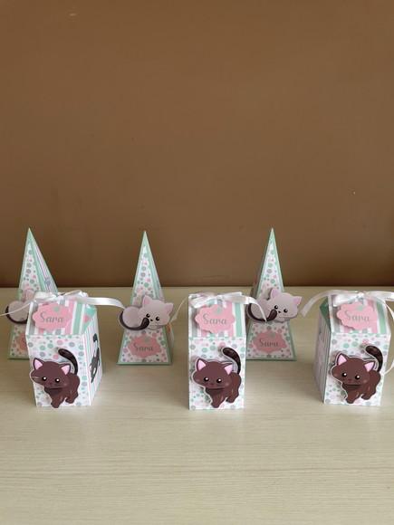 Kit com 20 Caixas Festa de Aniversário Gatinhos