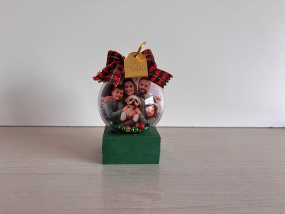 Kit 10 Bolinhas de Natal com Foto e Pingente Dourado
