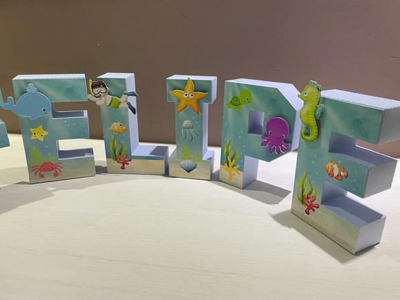 Letras 3d Festa Fundo do Mar