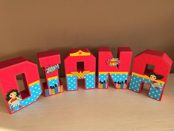 Letras 3d Festa Mulher Maravilha
