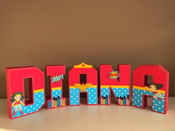 Letras 3d Festa Mulher Maravilha