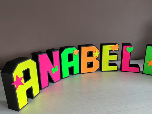 Letras 3d Festa Neon