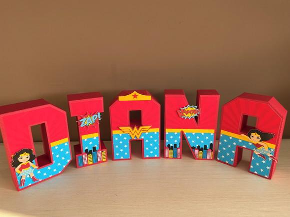 Letras 3d Festa Mulher Maravilha