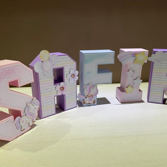 Letras 3d Festa Unicórnio