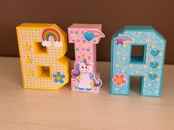 Letras 3d Festa Unicórnio
