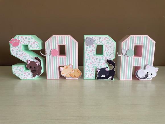 Letras 3d Gatinhos Fofos
