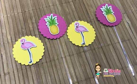 Topper Flamingo e Abacaxi