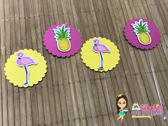 Topper Flamingo e Abacaxi