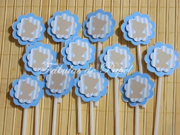 Topper para Docinho Chá de Bebê Ursinho Kit com 30