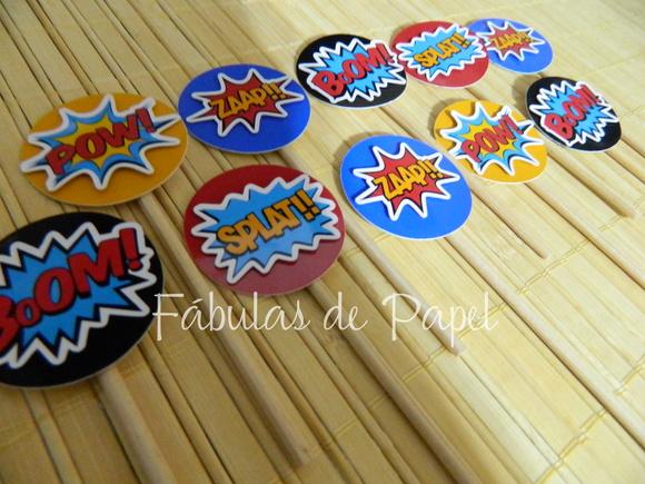 Topper para Docinho Heróis Onomatopéias