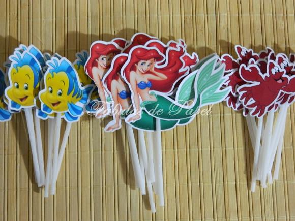 Topper para Docinhos Pequena Sereia Kit com 40