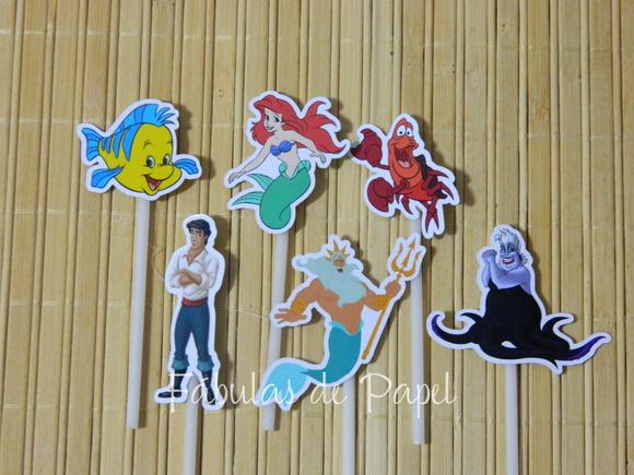 Topper para Docinhos Pequena Sereia Kit com 40