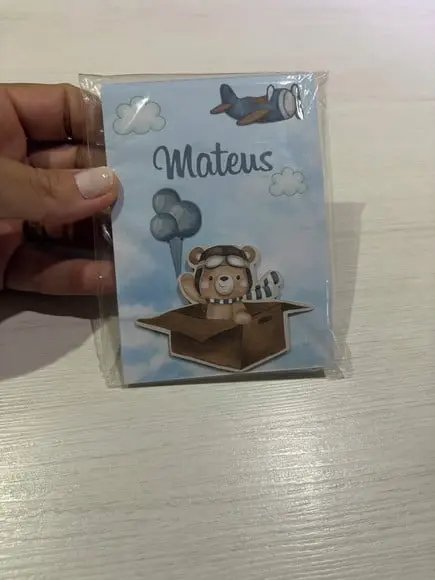Kit com 20 Bloquinhos Personalizados Ursinho Aviador Maternidade