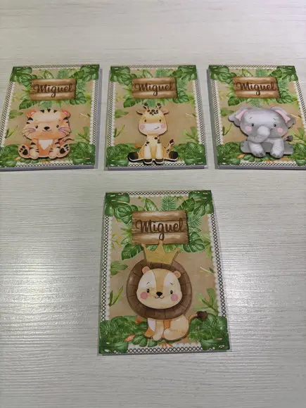 Bloquinho Personalizado Lembrancinha Festa Safári Kit com 20