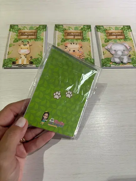 Bloquinho Personalizado Lembrancinha Festa Safári Kit com 20
