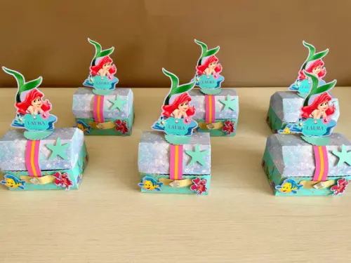 Kit com 10 Baús Festa Pequena Sereia Ariel