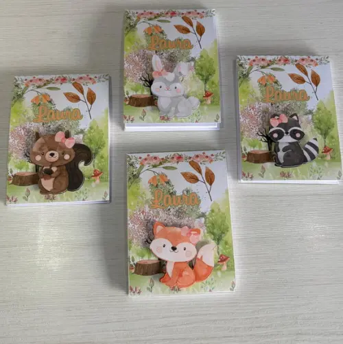 Kit lembrancinha Maternidade Bloquinho Personalizado Bosque