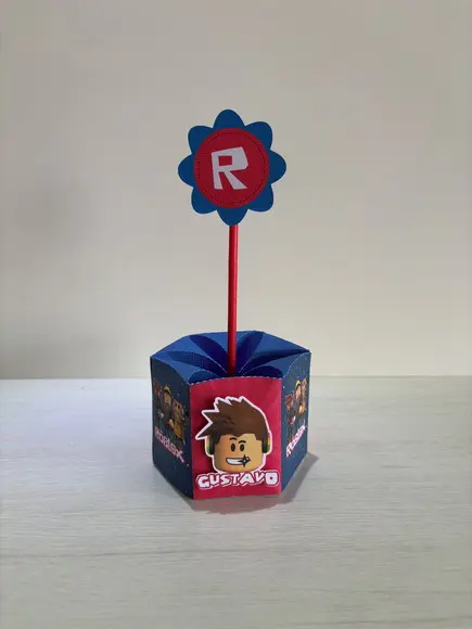 Kit 15 Centros de Mesa Festa Roblox