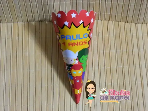 Cone para Guloseimas Super Heróis