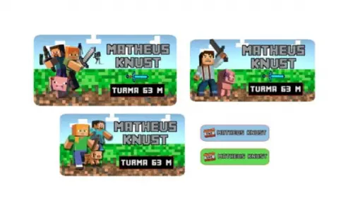 Etiqueta Escolar Minecraft (pacote com 80)