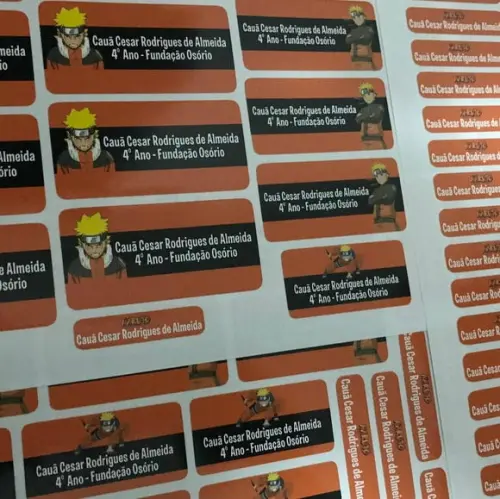 Etiqueta Escolar Naruto (pacote com 80)