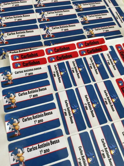Etiqueta Escolar Sonic (pacote com 80)