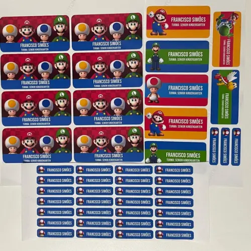 Etiqueta Escolar Super Mario (pacote com 80)