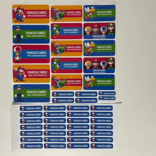 Etiqueta Escolar Super Mario (pacote com 80)